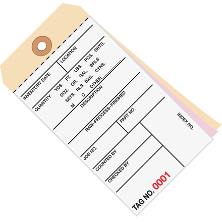 6 <span class='fraction'>1/4</span> x 3 <span class='fraction'>1/8</span>" - (1000-1499) Inventory Tags 3 Part Carbonless # 8