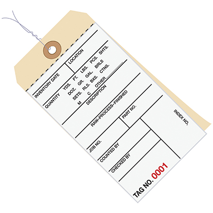 6 <span class='fraction'>1/4</span> x 3 <span class='fraction'>1/8</span>" - (0500-0999) Inventory Tags 2 Part Carbonless # 8 - Pre-Wired