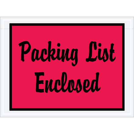 4 <span class='fraction'>1/2</span> x 6" Red "Packing List Enclosed" Envelopes