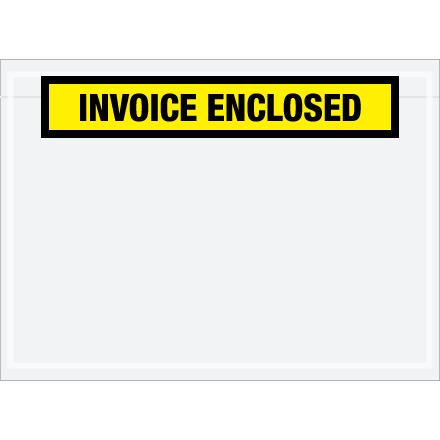 7 <span class='fraction'>1/2</span> x 5 <span class='fraction'>1/2</span>" Yellow "Invoice Enclosed" Envelopes